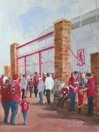 Football painting for Middlesbrough FC, by Dick Gilhespy