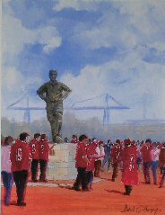 Football painting for Middlesbrough FC, by Dick Gilhespy