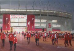Football painting for Middlesbrough FC, by Dick Gilhespy